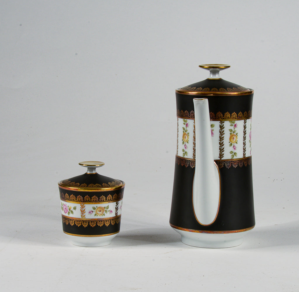 Set teiera zuccheriera porcellana Limoges Francia metà 1900