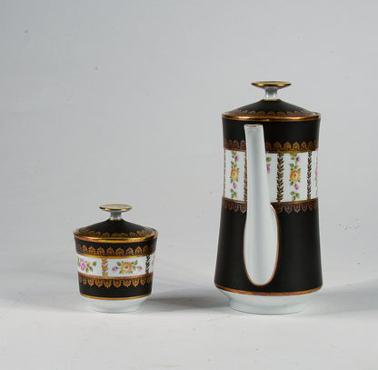 Set teiera zuccheriera porcellana Limoges Francia metà 1900