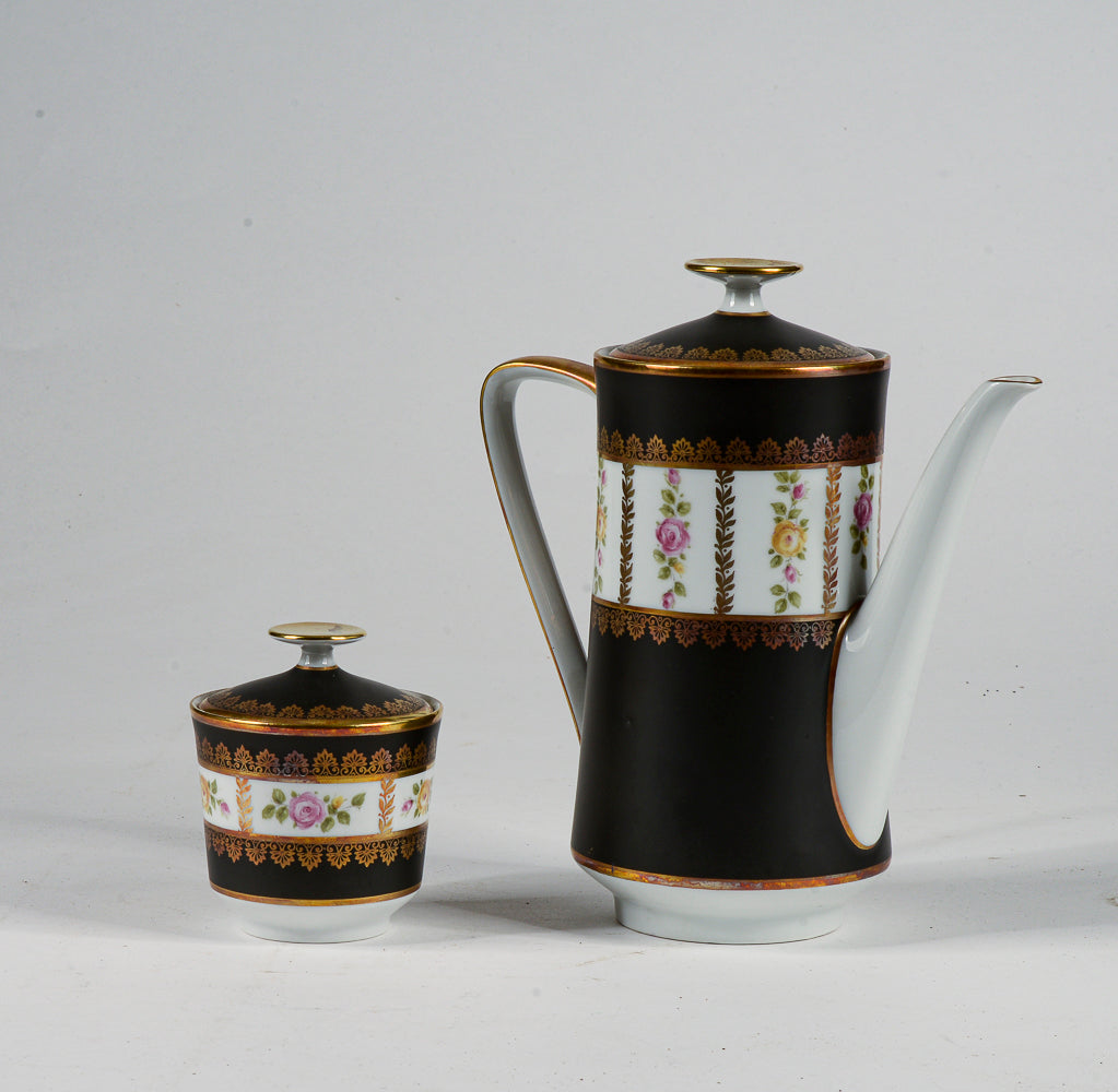 Set teiera zuccheriera porcellana Limoges Francia metà 1900