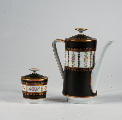 Set teiera zuccheriera porcellana Limoges Francia metà 1900