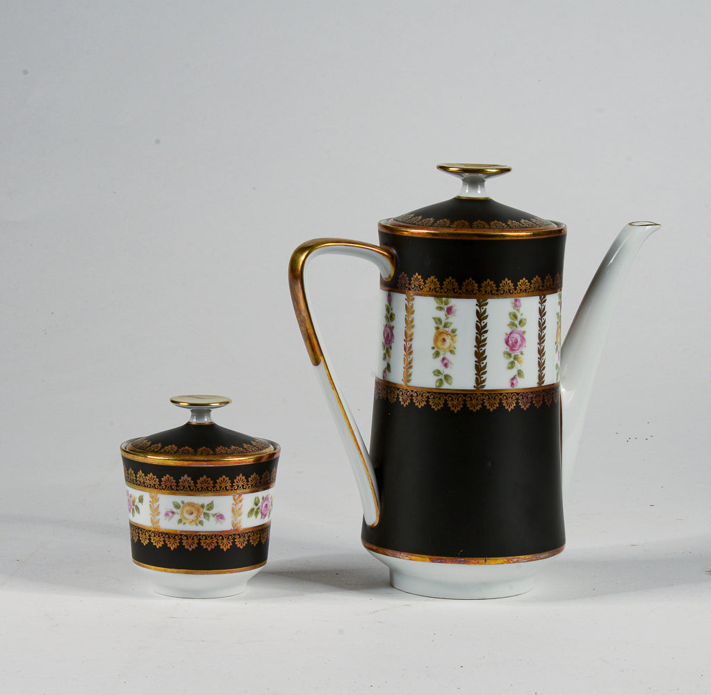 Set teiera zuccheriera porcellana Limoges Francia metà 1900