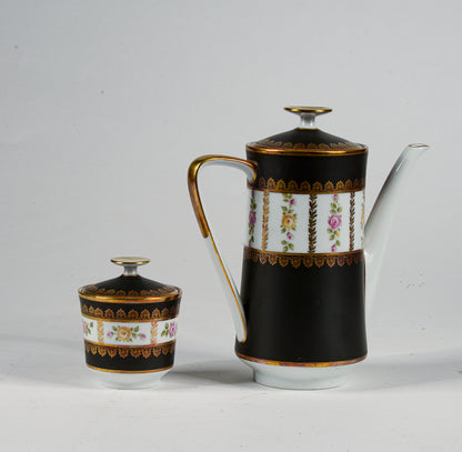 Set teiera zuccheriera porcellana Limoges Francia metà 1900