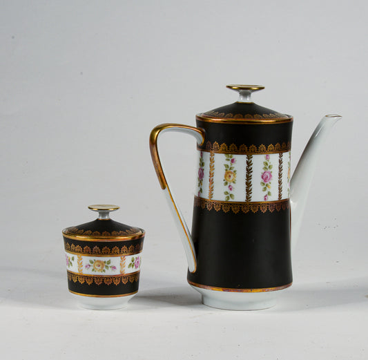 Set teiera zuccheriera porcellana Limoges Francia metà 1900