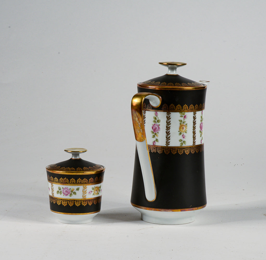 Set teiera zuccheriera porcellana Limoges Francia metà 1900