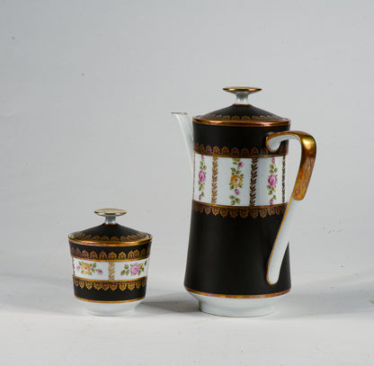 Set teiera zuccheriera porcellana Limoges Francia metà 1900