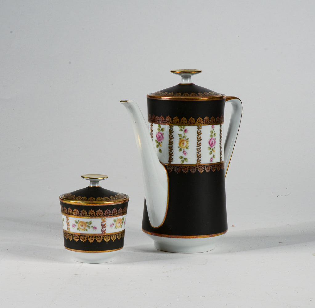 Set teiera zuccheriera porcellana Limoges Francia metà 1900
