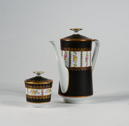 Set teiera zuccheriera porcellana Limoges Francia metà 1900