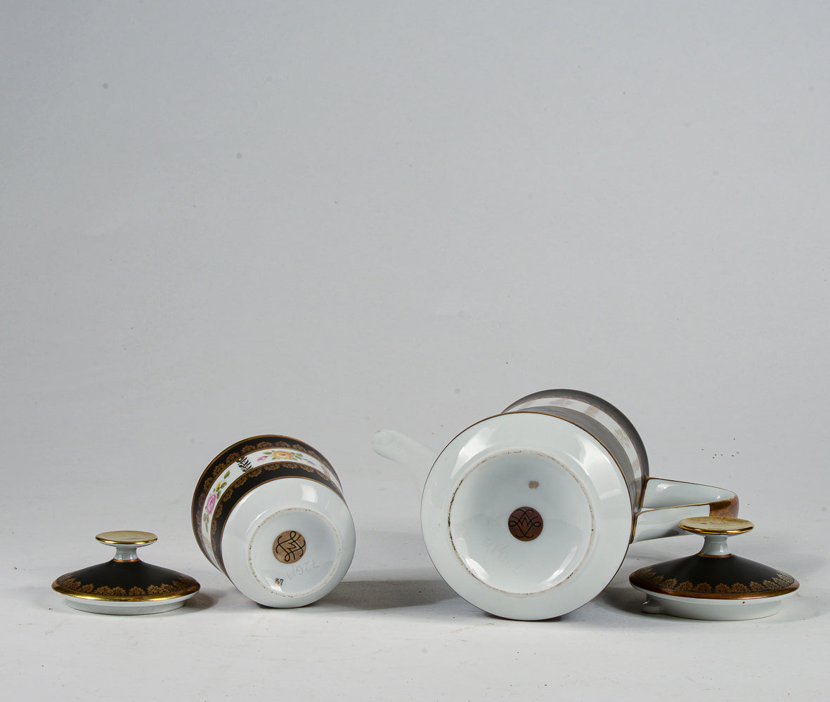 Set teiera zuccheriera porcellana Limoges Francia metà 1900