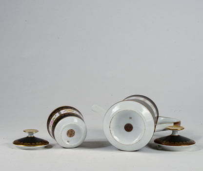 Set teiera zuccheriera porcellana Limoges Francia metà 1900