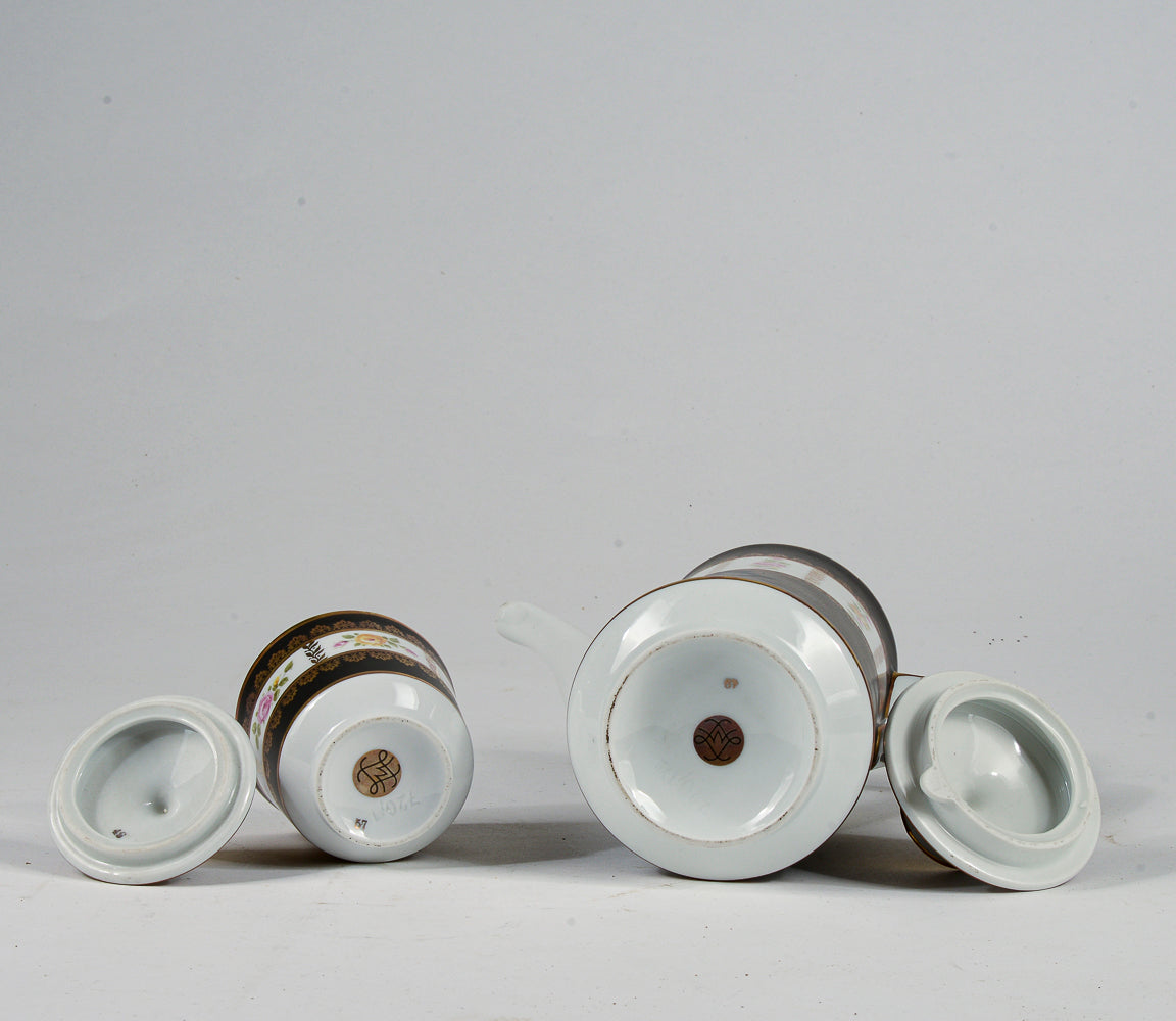 Set teiera zuccheriera porcellana Limoges Francia metà 1900
