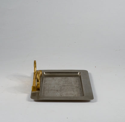 Vassoio in metallo inox con due racchette tennis ingresso centrotavola vintage