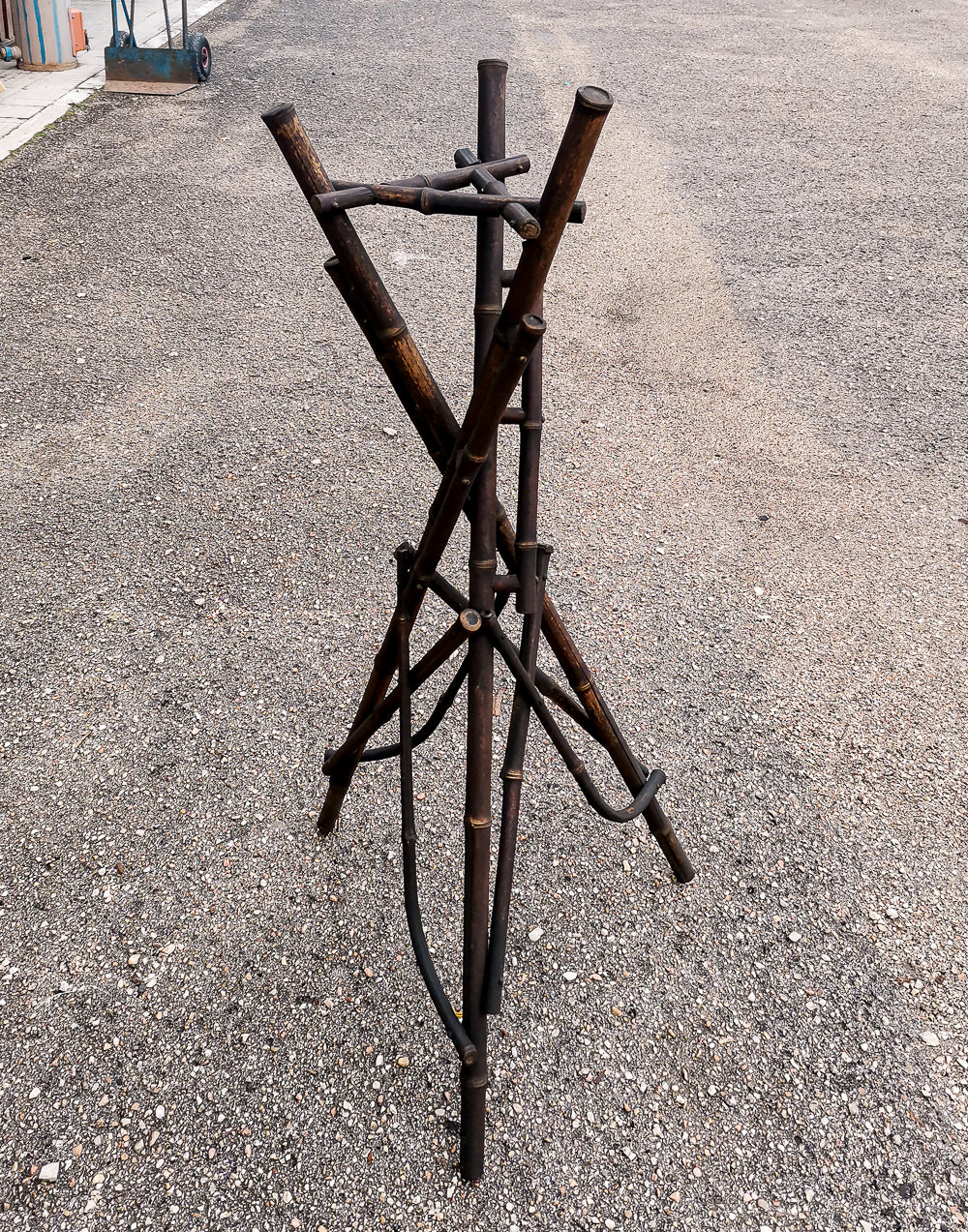 Trespolo colonna portavasi in bamboo anni 40