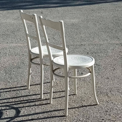 coppia sedie bianche anni 30 sedute stampate