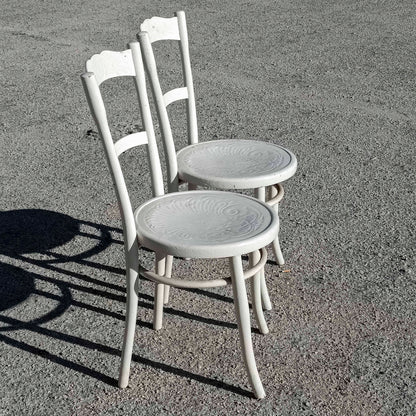 coppia sedie bianche anni 30 sedute stampate