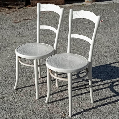 coppia sedie bianche anni 30 sedute stampate