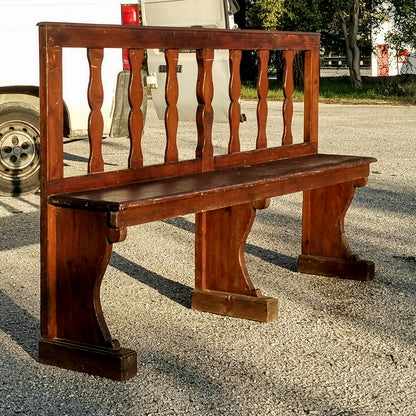 panca in legno con decori a colonna stilizzata primo 900