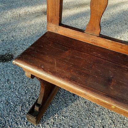 panca in legno con decori a colonna stilizzata primo 900