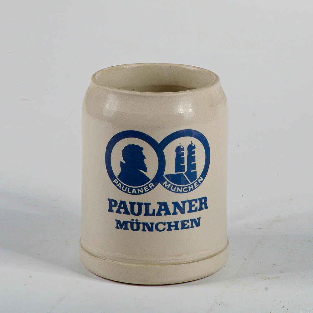 boccale birra in terracotta pubblicita pubblicitario ditta paulaner Munchen firmato made in west germany
