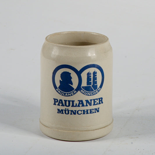 boccale birra in terracotta pubblicita pubblicitario ditta paulaner Munchen firmato made in west germany