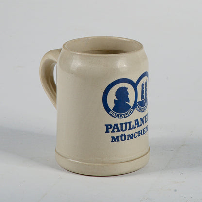 boccale birra in terracotta pubblicita pubblicitario ditta paulaner Munchen firmato made in west germany