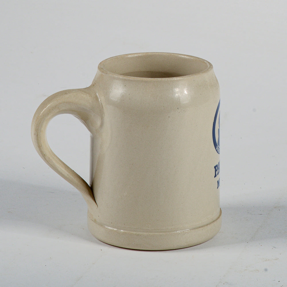 boccale birra in terracotta pubblicita pubblicitario ditta paulaner Munchen firmato made in west germany