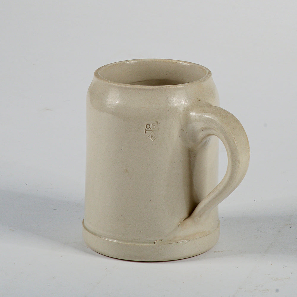boccale birra in terracotta pubblicita pubblicitario ditta paulaner Munchen firmato made in west germany