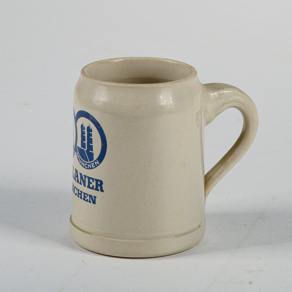 boccale birra in terracotta pubblicita pubblicitario ditta paulaner Munchen firmato made in west germany