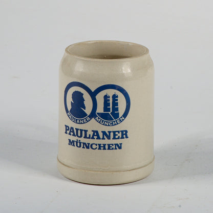 boccale birra in terracotta pubblicita pubblicitario ditta paulaner Munchen firmato made in west germany