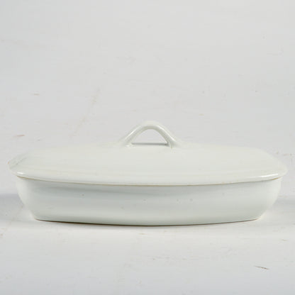 scatola ceramica firmata ginori corta posate bianca con coperchio
