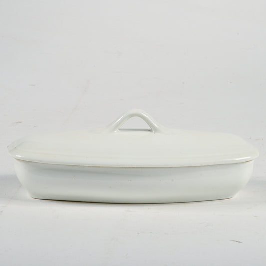 scatola ceramica firmata ginori corta posate bianca con coperchio