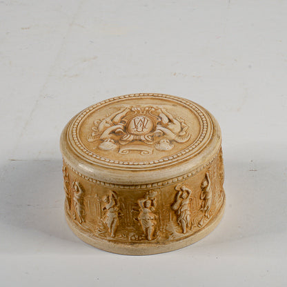 Scatola in ceramica con inscrizione fm manifattura di signa 1733