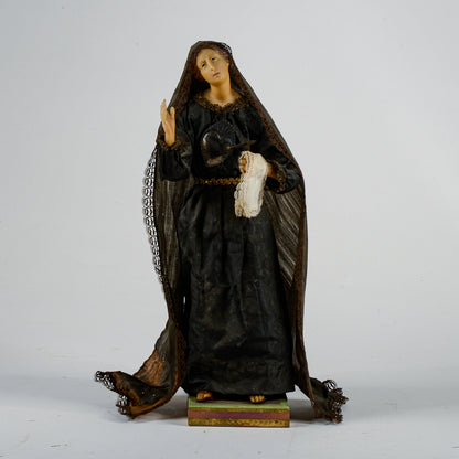 Statua scultura votiva Madonna addolorata realizzata in cera