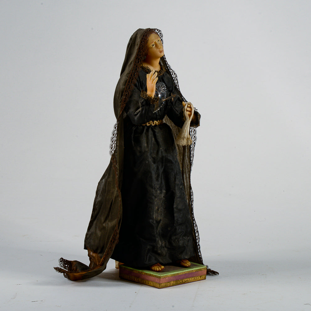 Statua scultura votiva Madonna addolorata realizzata in cera