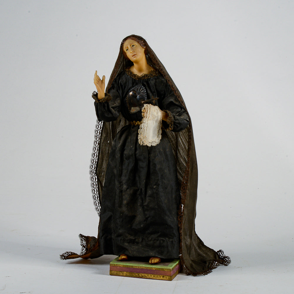 Statua scultura votiva Madonna addolorata realizzata in cera