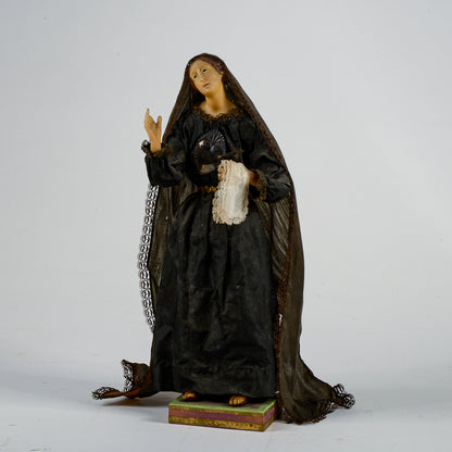 Statua scultura votiva Madonna addolorata realizzata in cera