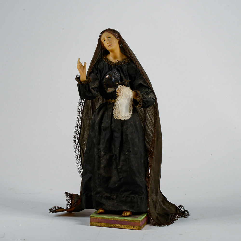 Statua scultura votiva Madonna addolorata realizzata in cera