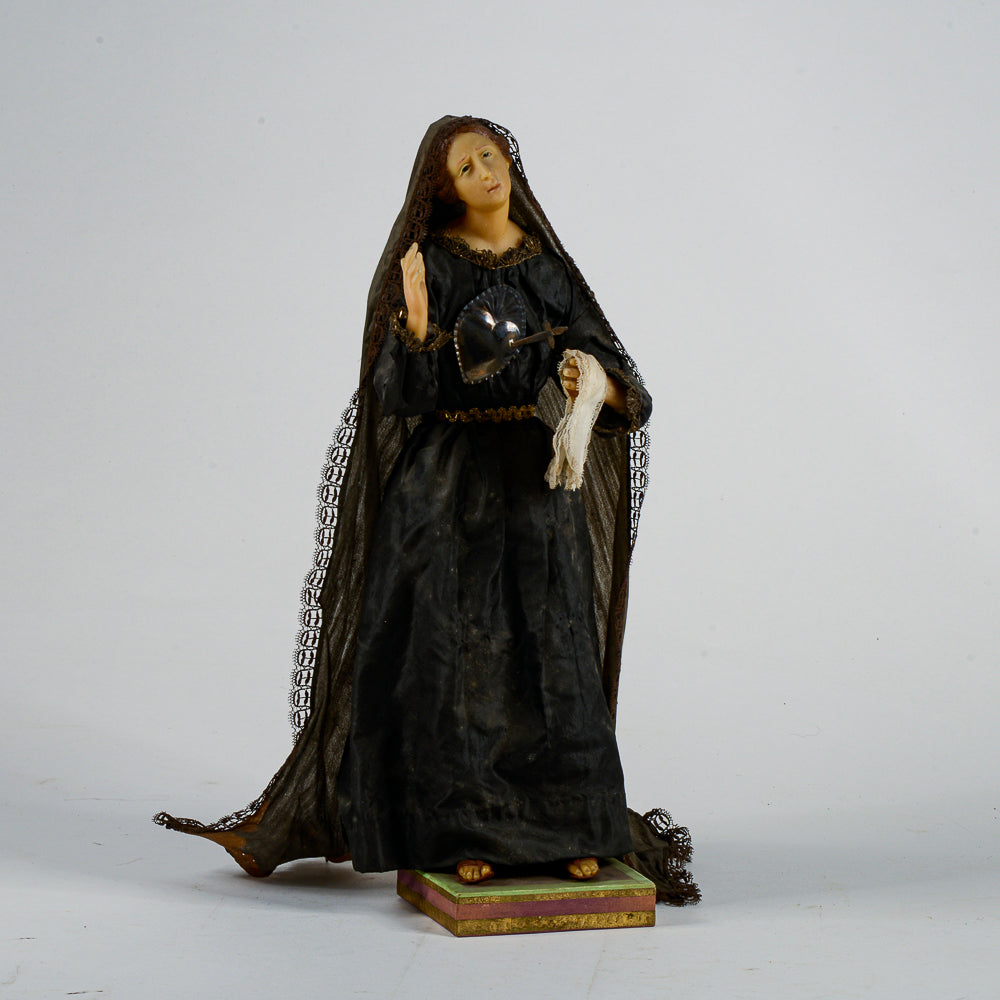 Statua scultura votiva Madonna addolorata realizzata in cera