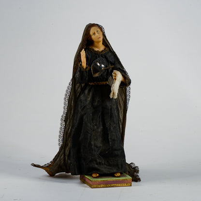 Statua scultura votiva Madonna addolorata realizzata in cera