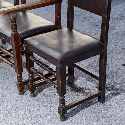 Set Di Tre Sedie Con Capotavola E Sedie In Legno E Similpelle