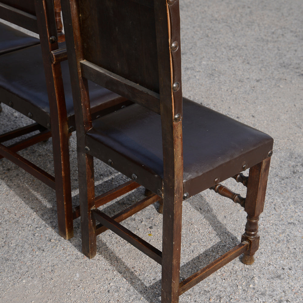 Set Di Tre Sedie Con Capotavola E Sedie In Legno E Similpelle