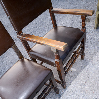 Set Di Tre Sedie Con Capotavola E Sedie In Legno E Similpelle