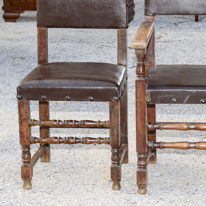 Set Di Tre Sedie Con Capotavola E Sedie In Legno E Similpelle