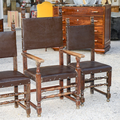 Set Di Tre Sedie Con Capotavola E Sedie In Legno E Similpelle