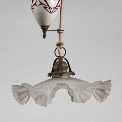 Lampadario liberty sali scendi in ceramica originale perfetto e funzionante epoca art nuveau