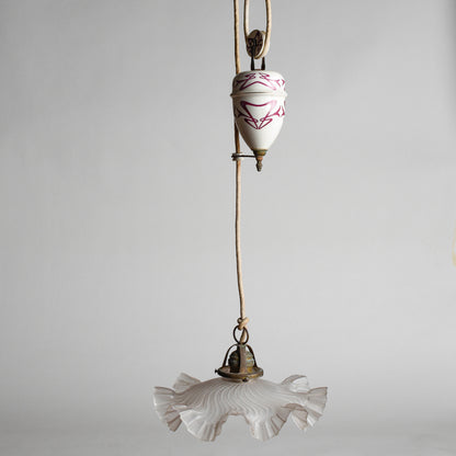 Lampadario liberty sali scendi in ceramica originale perfetto e funzionante epoca art nuveau