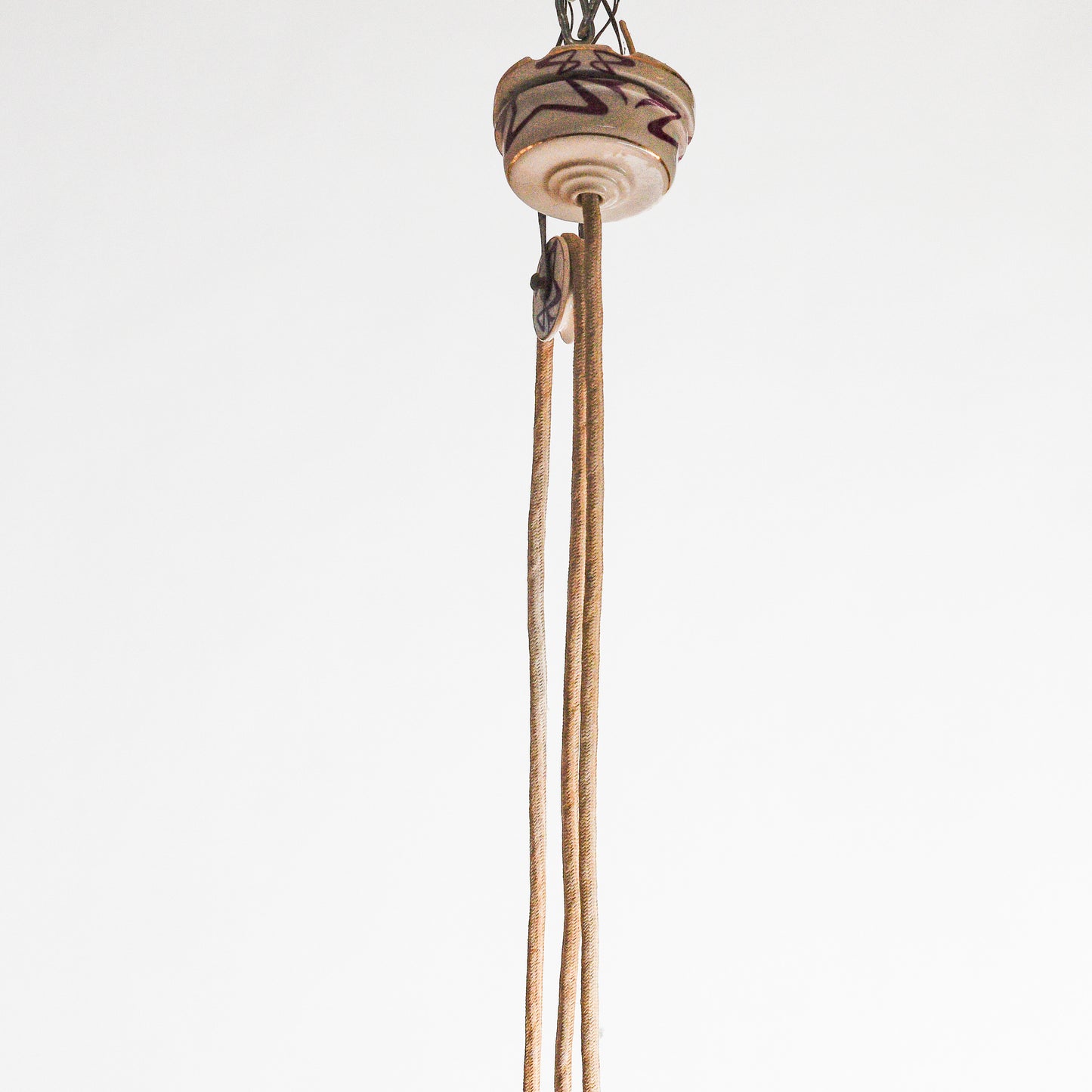 Lampadario liberty sali scendi in ceramica originale perfetto e funzionante epoca art nuveau