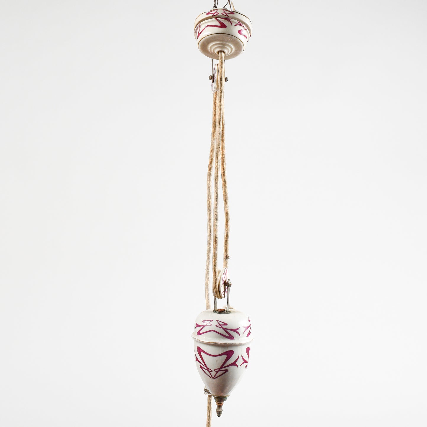 Lampadario liberty sali scendi in ceramica originale perfetto e funzionante epoca art nuveau