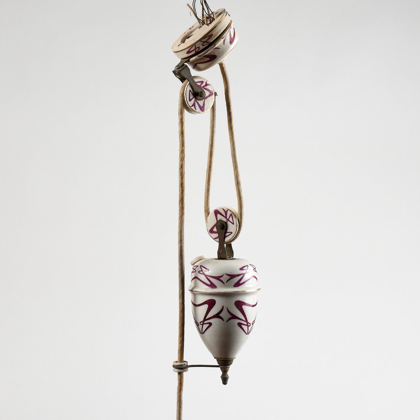 Lampadario liberty sali scendi in ceramica originale perfetto e funzionante epoca art nuveau