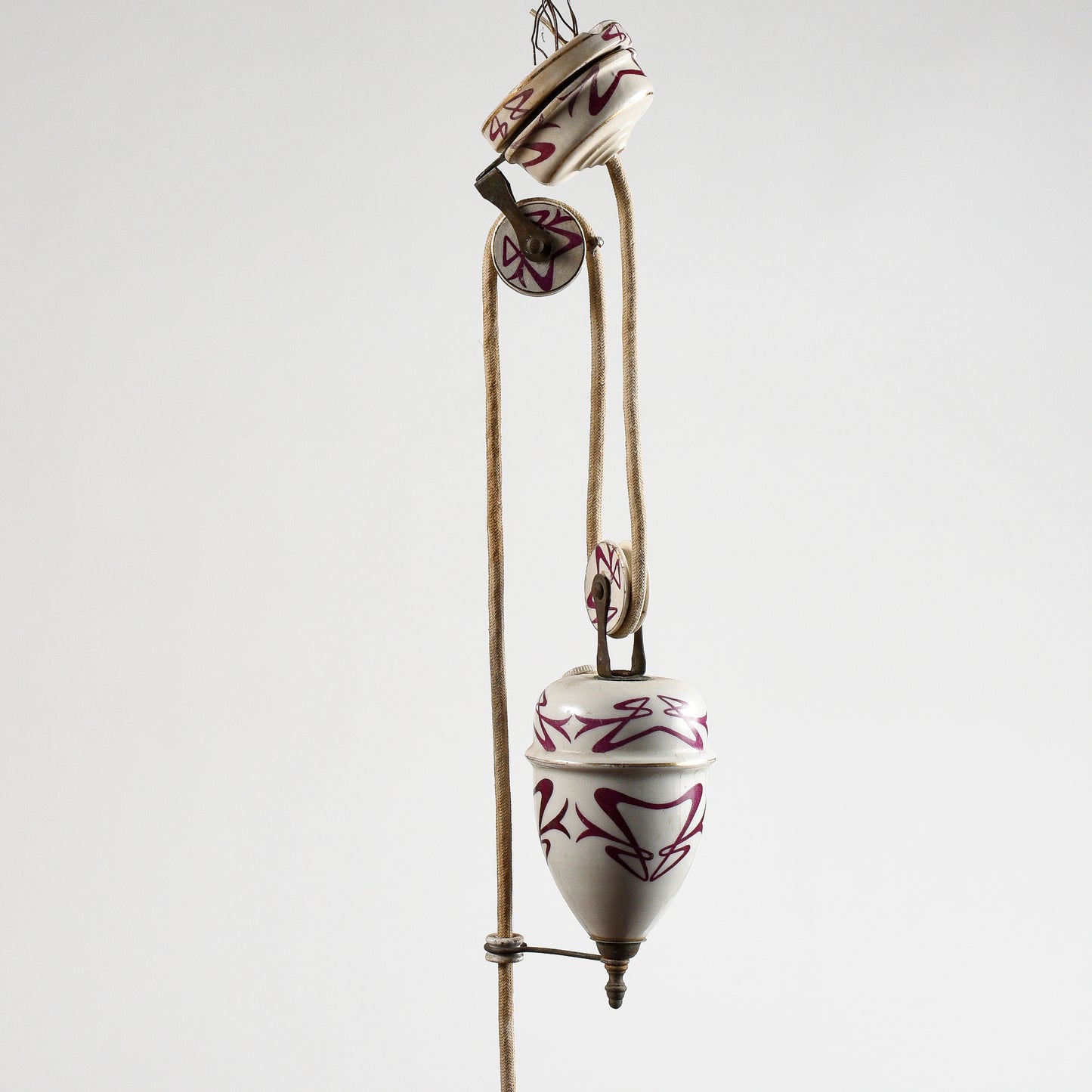 Lampadario liberty sali scendi in ceramica originale perfetto e funzionante epoca art nuveau