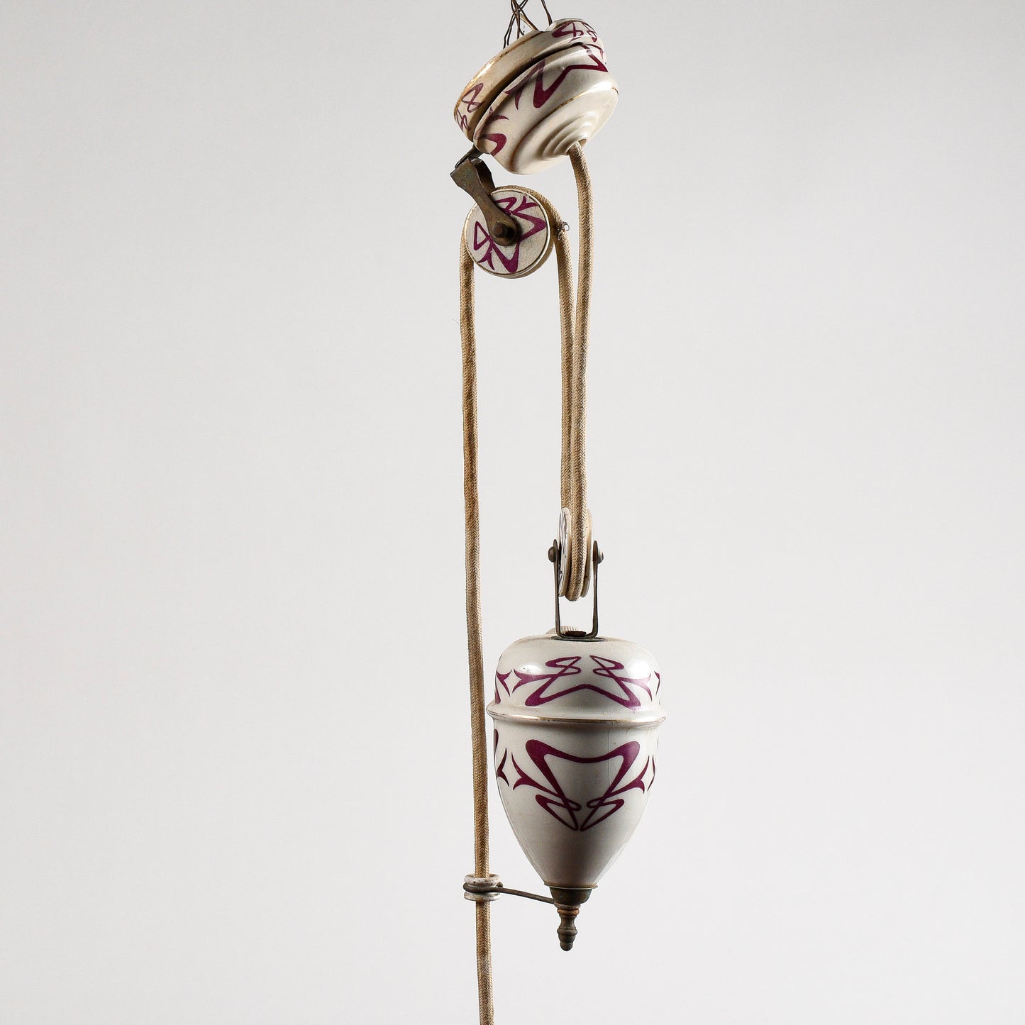 Lampadario liberty sali scendi in ceramica originale perfetto e funzionante epoca art nuveau